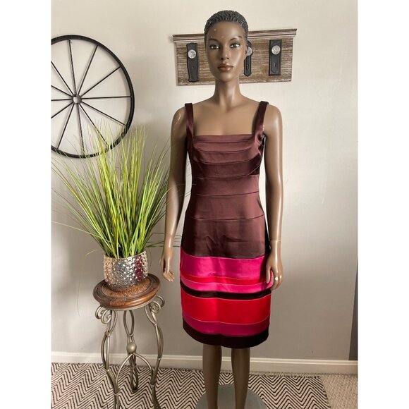 JAX  Square Neckline Satin Cocktail Dress Size 10 - Picture 1 of 12